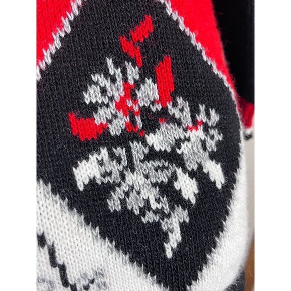 Dana Scott Sweater M Red Patchwork Floral Old Money Classic Resort Preppy 80s - Picture 4 of 10